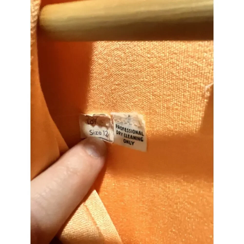 Dan Lee / NEUSTETERS / Vtg 60s Orange Party Dress w/Arrow Sheer‎ Bust Size 12 - Picture 4 of 15